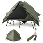 GYMAX 2-Person Camping Cot Tent Foldable Off-Ground Cot Bed