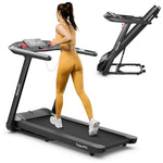 GYMAX 4.75HP Folding Treadmill with 15% Auto Incline and Voice Control, Electric Running Machine with Blue Tooth Speaker