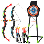 GYMAX Kids Bow and Arrow Set, 2 Pack Archery Set with 2 LED Light Up Bow, 20 Suction Cup Arrows
