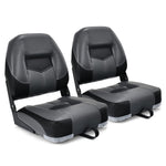 GYMAX Boat Seats, 2 Pack Folding Low Back Boat Seats with Stainless Steel Screw Included