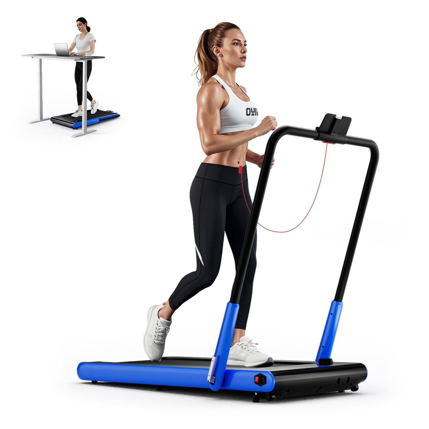 GYMAX Walking Pad Treadmill 3HP Under Desk Treadmills with 340LBS Capacity