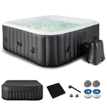 GYMAX Hot Tub, Inflatable Hot Tub with 130 Soothing Bubble Air Jets, Insulated Lockable Cover