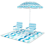 GYMAX Beach Chair with Umbrella Set of 4 Including 2 Folding Chairs Blanket