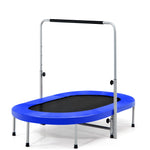 GYMAX Rebounder Trampoline for Adults, 60" Foldable Mini Kids Trampoline Indoor with 5-Level Height Adjustable Handle & Non-Slip Pads