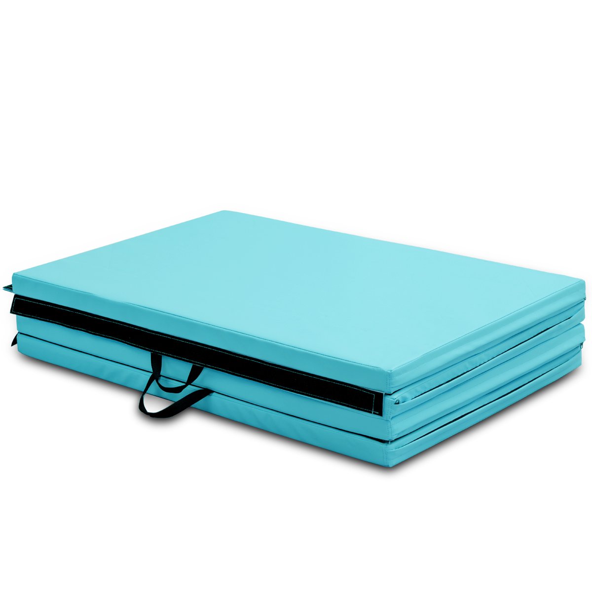 GYMAX Gymnastics Mat, 4 FT x 10 FT x 2 Inches Folding Exercise Mat w/Carrying Handles