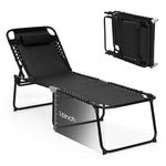 GYMAX Lounge Chairs for Outside, Extra High Folding Beach Tanning Lounger with 4-Level Adjustable Backrest
