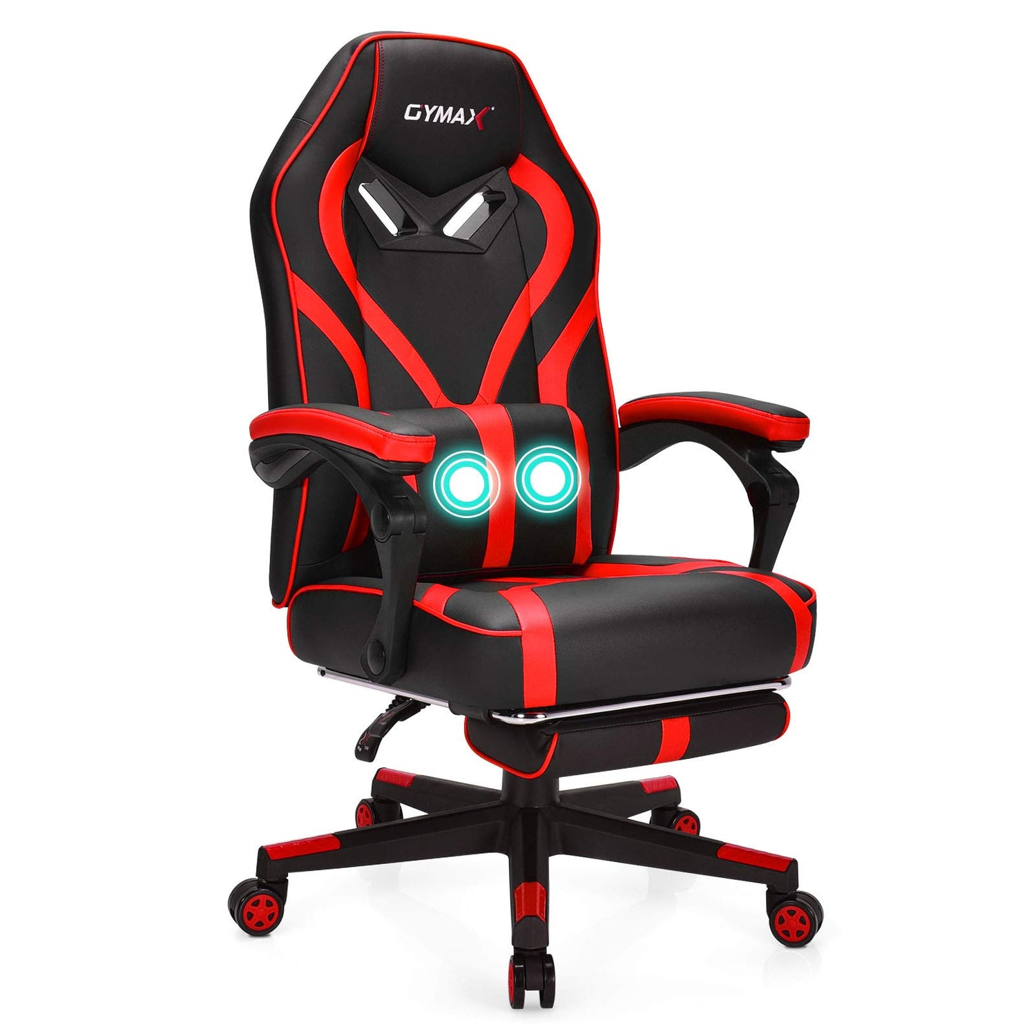 GYMAX Gaming Chair Office Chair, Adjustable Swivel Racing Style Computer Chair with Massage Lumbar Support