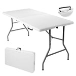 GYMAX 6FT Folding Tables, Portable Lightweight Camping Table with Carry Handle
