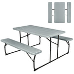 GYMAX Picnic Table, 550 LBS Folding Picnic Tables with Benches & Seats, Weather-Resistant Easy Setup Portable Picnic Table