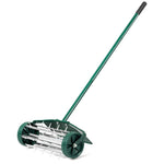GYMAX Lawn Aerator, Rolling Aerator with Fender, Anti-Slip Handle & Tine Spikes, Push Plugger Aerator for Garden