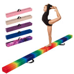 GYMAX 7FT Folding Balance Beam, Foam Gymnastic Beam with Solid Wood Base, Carrying Handle & Anti-Slip Bottom for Kids Teens
