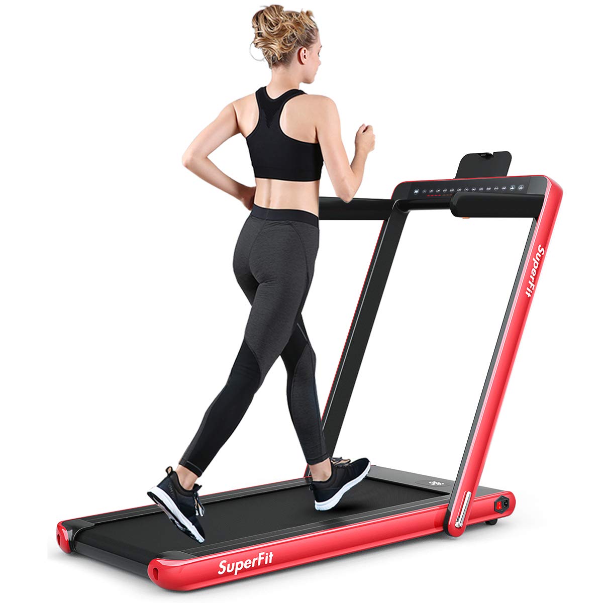 GYMAX Walking Pad, 2.25HP Dual Display Foldable Treadmill for Home with Remote/Smart App Control