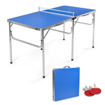 GYMAX Indoor Table Tennis Table Set, Folding Ping Pong Table with Net, 2 Paddles & 2 Balls