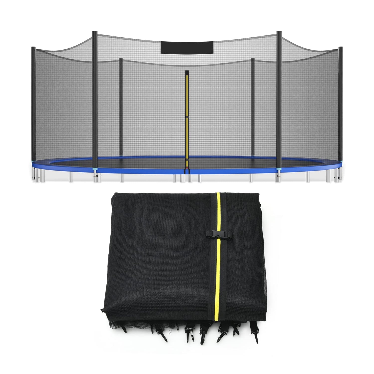 GYMAX Trampoline Net, Trampoline Enclosure for 8 10 12 14 15 16Ft Round Trampoline with Double-Headed Zippers & Buckles