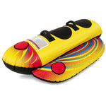 GYMAX Hot Dog Towable 2 Riders Towable Tube for Boating with EVA Seat Pads