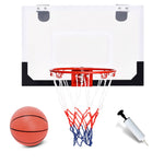 GYMAX Indoor Basketball Hoop, 18" x 12" Mini Basketball Hoop Set for Door Wall with Ball & Hand Pump