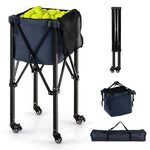GYMAX Tennis Ball Hopper, Folding 150 Tennis Ball Holder Cart with Carry Bag, Easy Assembly Frame