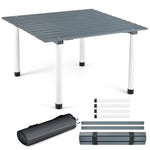 GYMAX Folding Wooden Camping Table Roll-Up Lightweight with Carry Bag