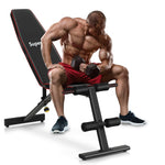 GYMAX Weight Bench, Adjustable Bench Press with 8 Back Positions & 3 Foot Positions, Padded Back & Seat Cushions
