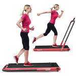 GYMAX Walking Pad, 2 in 1 Free Installation Under Desk Treadmill with Smart App, Remote Control & LED Display
