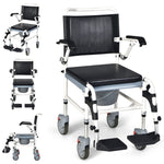 GYMAX 4 in1 Bedside Commode Chair, Shower Chair with Lockable Wheels