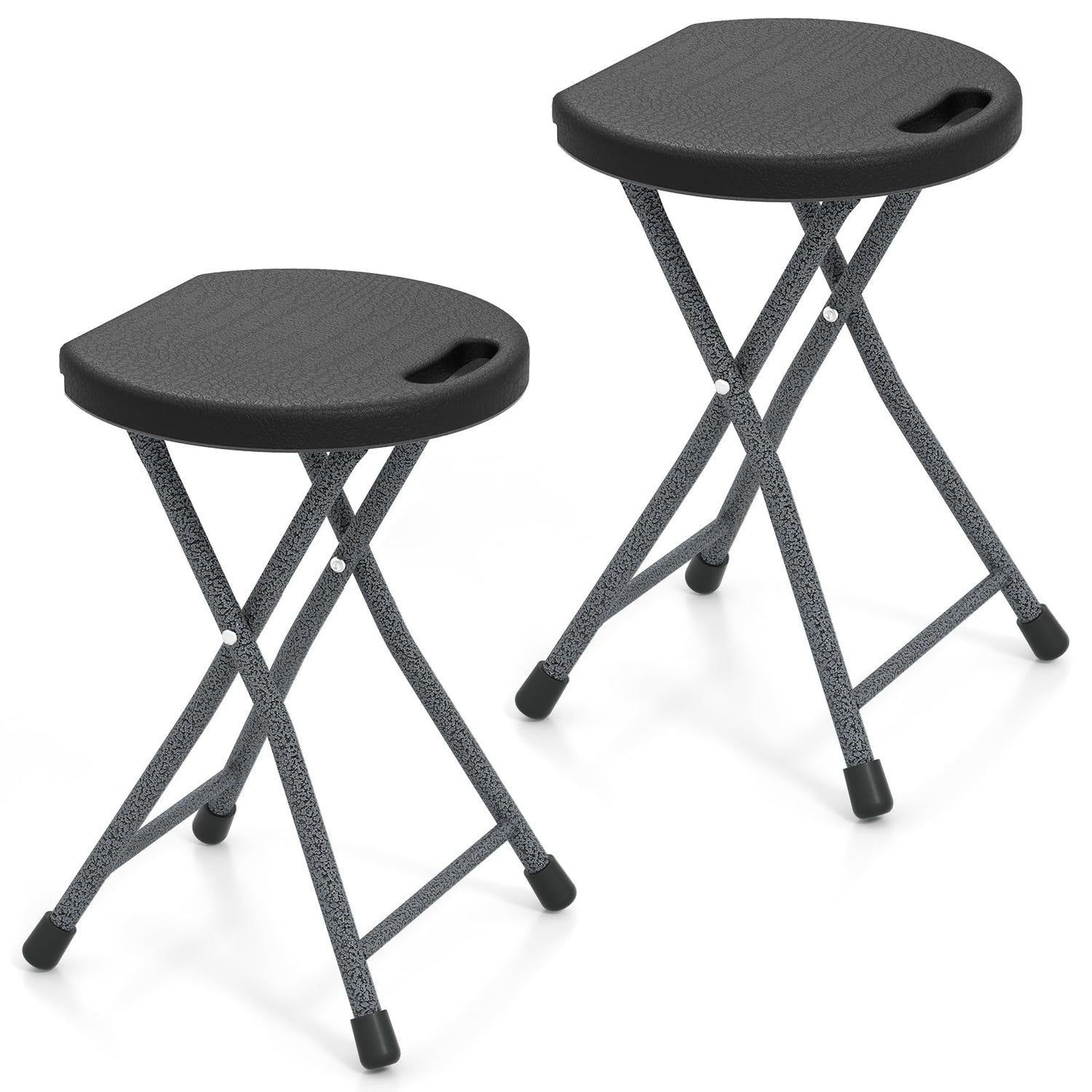 GYMAX Folding Stool, 18in Portable Collapsible Bar Stool with Handle & Steel Frame
