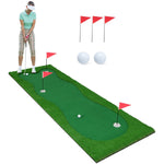 GYMAX Putting Green Indoor, Professional Practice Putting Green Mat, Includes 2 Golf Balls, 3 Golf Cups