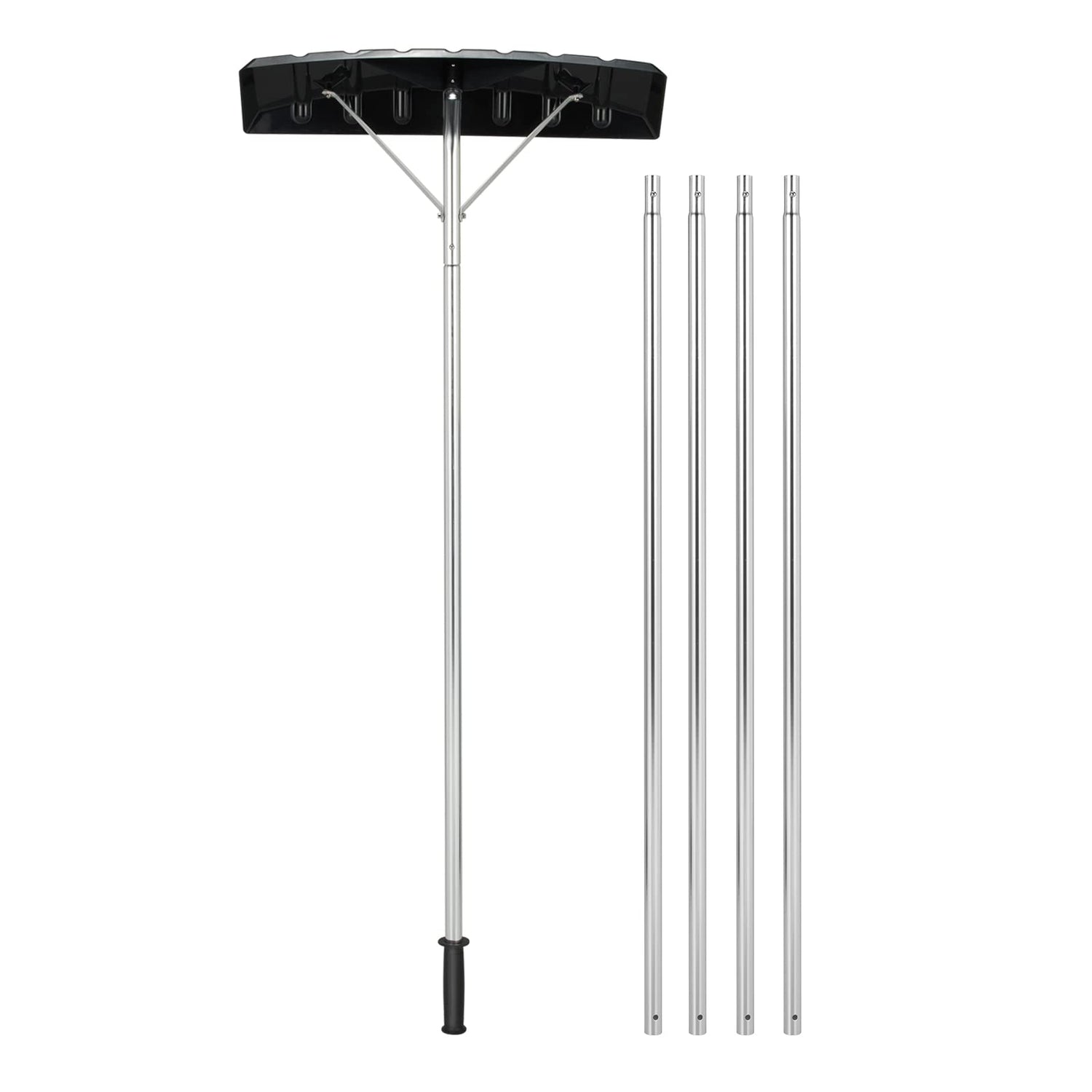 GYMAX Snow Roof Rake, 4.8-20FT Extendable Aluminum Snow Removal Tool with Anti-Slip Handle & 25” Wide Blade