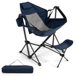 GYMAX Hammock Camping Chair, Folding Camp Chair with Detachable Footrest, Adjustable Backrest