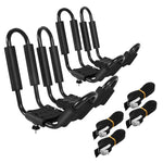 GYMAX 2Pairs Universal Kayak Roof Rack, J-Bar Roof Top Carrier with Straps