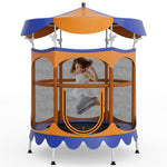 GYMAX Toddler Trampoline, 64” Trampoline for Kids with Removable Canopy, All Round Enclosure Net & Handrail