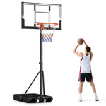GYMAX Basketball Hoop Outdoor 3.3-7/10 FT Adjustable Portable Basketball Goal with Wheels