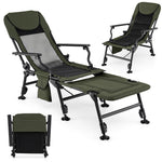 GYMAX Foldable Fishing Chair Portable Recliner
