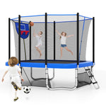 Rectangle Outdoor Trampoline 10 x 8 FT Heavy-Duty Trampoline with Basketball Hoop