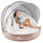 GYMAX Pool Float with Canopy 440 lbs Inflatable Floating Island