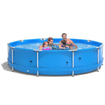 GYMAX 12ft x 31.5inch Above Ground Pool, Steel Framed Swimming Pool with Cover