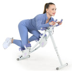 GYMAX Ab Machine, Adjustable Ab Workout Equipment with Independent Slider, LCD Monitor & Foam Cushion