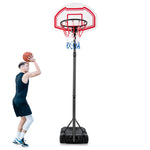 GYMAX Basketball Hoop, Outdoor Indoor 5.2-6.9 FT Adjustable Basketball Goal with Spare Net, Shatterproof Backboard