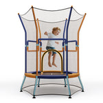 GYMAX Toddler Trampoline, 48” ASTM Approved Kids Trampoline with 59” Extra High Enclosure Net, Seamless Jumping Mat & 2-Level Handle