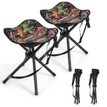 GYMAX 2 Pack Folding Stool, Portable Tripod Lightweight Hunting Stool with Shoulder Strap