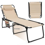 GYMAX Lounge Chairs for Outside, Extra High Folding Beach Tanning Lounger with Adjustable Backrest