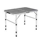 GYMAX Aluminum Folding Camping Table, Adjustable Grill Table Portable Metal Grill Stand for BBQ