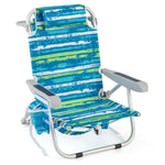 GYMAX Beach Chair, 330lbs Backpack Lounger with 5-Position Backrest, Storage Bag, Side Pocket