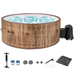 GYMAX Hot Tub, 4 to 6 Person Inflatable Portable Hot Tub with 120 Soothing Bubble Air Jets