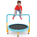 GYMAX Indoor Trampoline, 36” ASTM Approved Kids Trampoline with Removable Handrails & Safety Pad