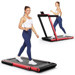 GYMAX Walking Pad, 2 in 1 Free Installation Under Desk Treadmill with LED Monitor, Smart App/Remote Control & Bluetooth Speaker