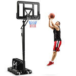 GYMAX Basketball Hoop, Grip-and-Pull 4.6-10 Ft Height Adjustable Basketball Goal with 44" Shatterproof Backboard