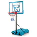 GYMAX Pool Basketball Hoop, Height Adjustable Swimming Pool Basketball Hoop with Fillable Base & Built-in Wheels