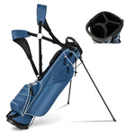GYMAX Golf Stand Bag, 4 Way Divider Golf Bag with 4 Zippered Pockets, Cooler Bag, Rain Hood & Padded Shoulder Strap