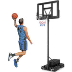 GYMAX Basketball Hoop Outdoor, 4.4-10 ft Adjustable, Portable Basketball Hoop w/ 44 Inch Shatterproof Backboard & Weight Bag